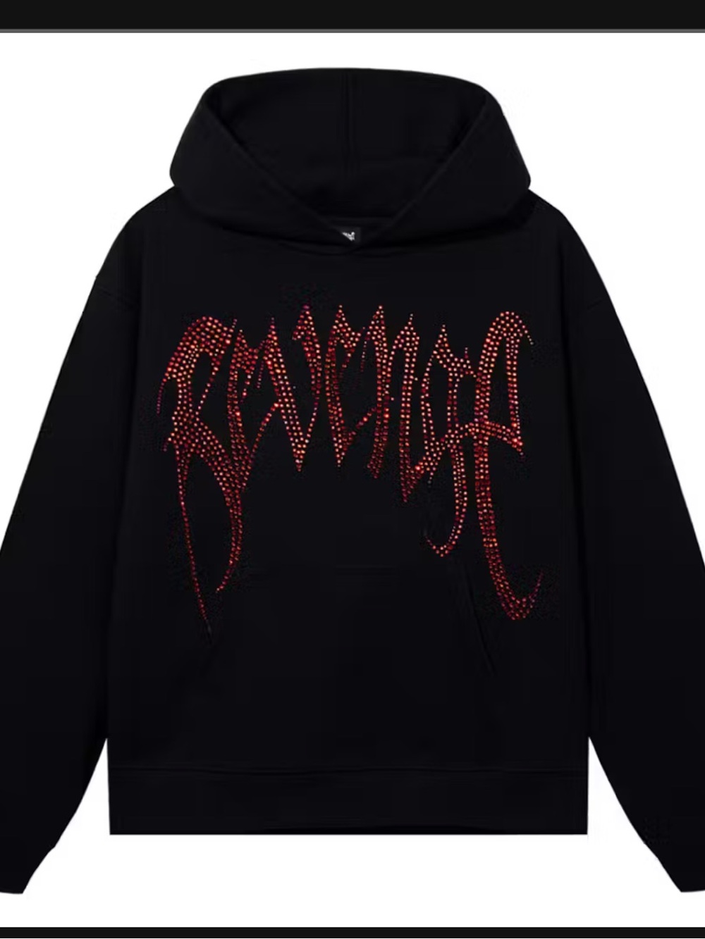 Revenge Clothing Black Crewneck Hoodie with Red Studded Logo